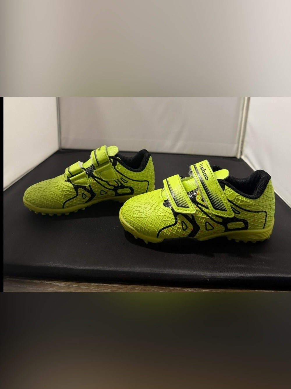 Treabo Toddler Soccer Cleats Neon Green Hook & Loop Shoes Size 24M